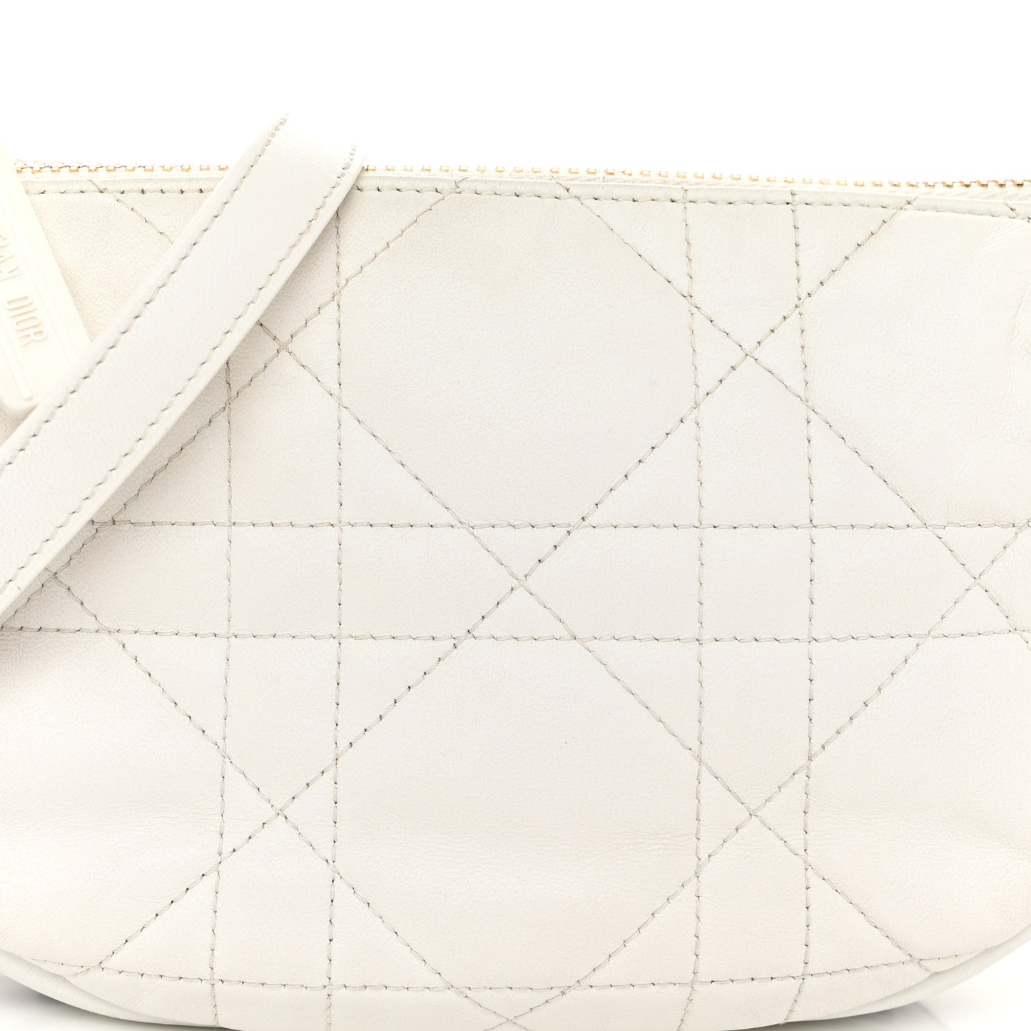 Lambskin Cannage Small Dior Vibe Hobo Bag White