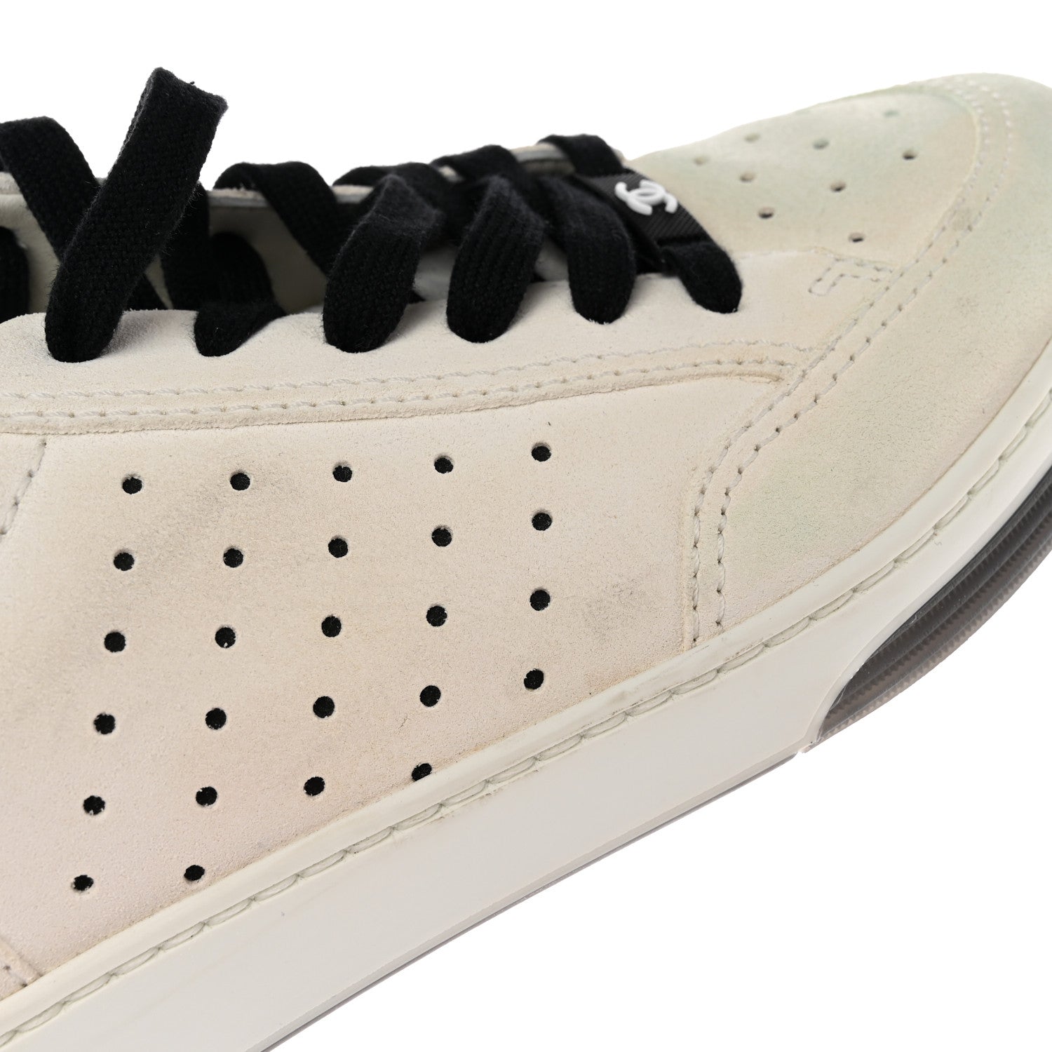 Chanel Suede Calfskin Logo Sneakers 39 Black White 11 of 16