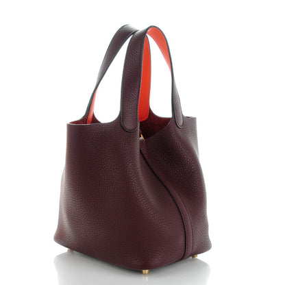 Hermes Taurillon Clemence Swift Eclat Picotin Lock 18 PM Prune Orange Poppy 3 of 9
