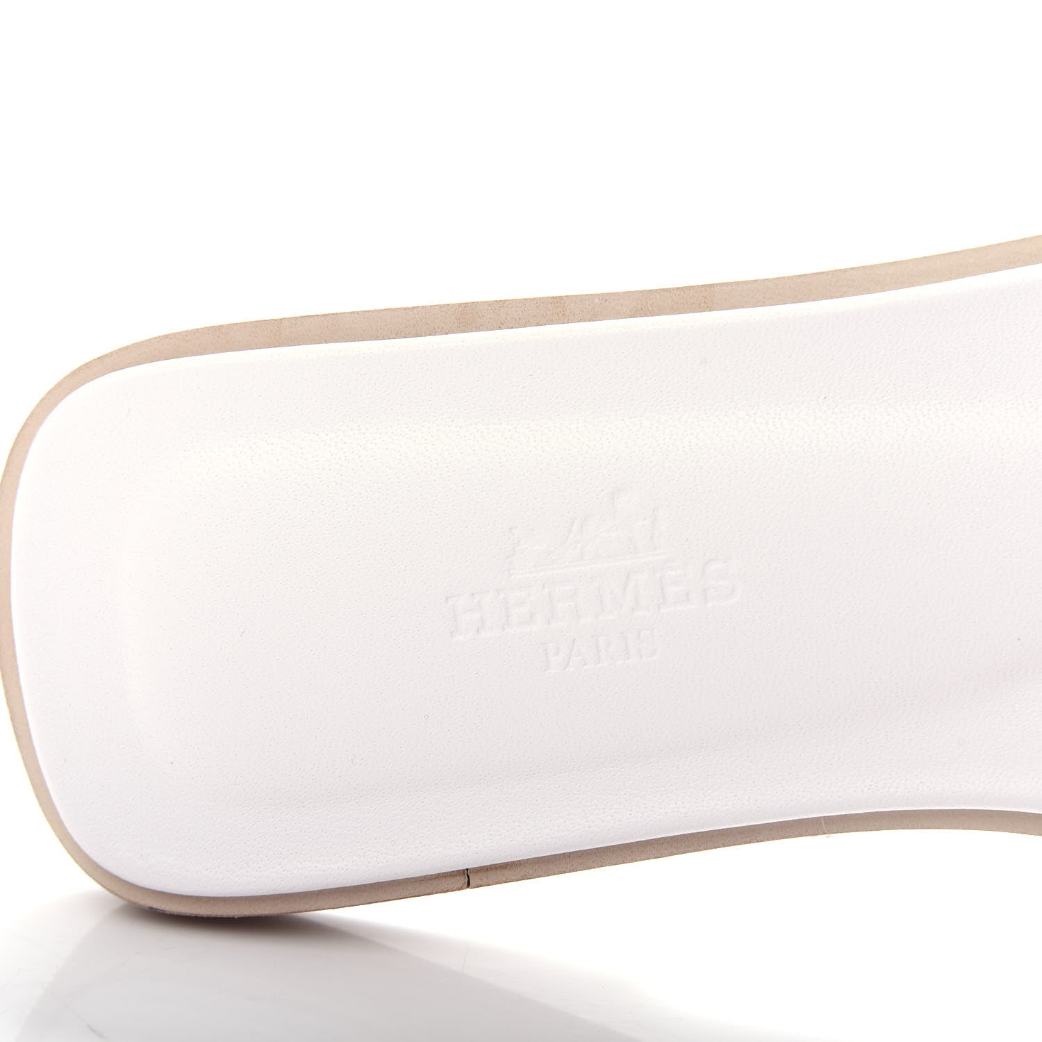 Hermes Calfskin Perforated Oran Sandals 37 White 8 of 10