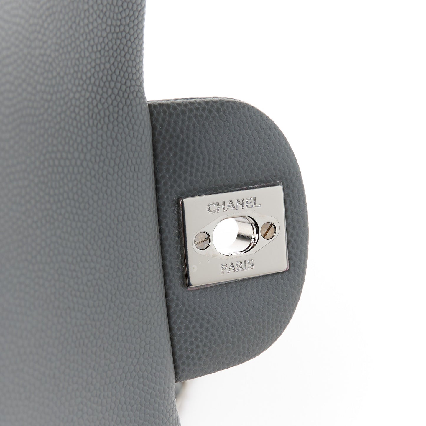 Caviar Quilted Mini Rectangular Flap Grey