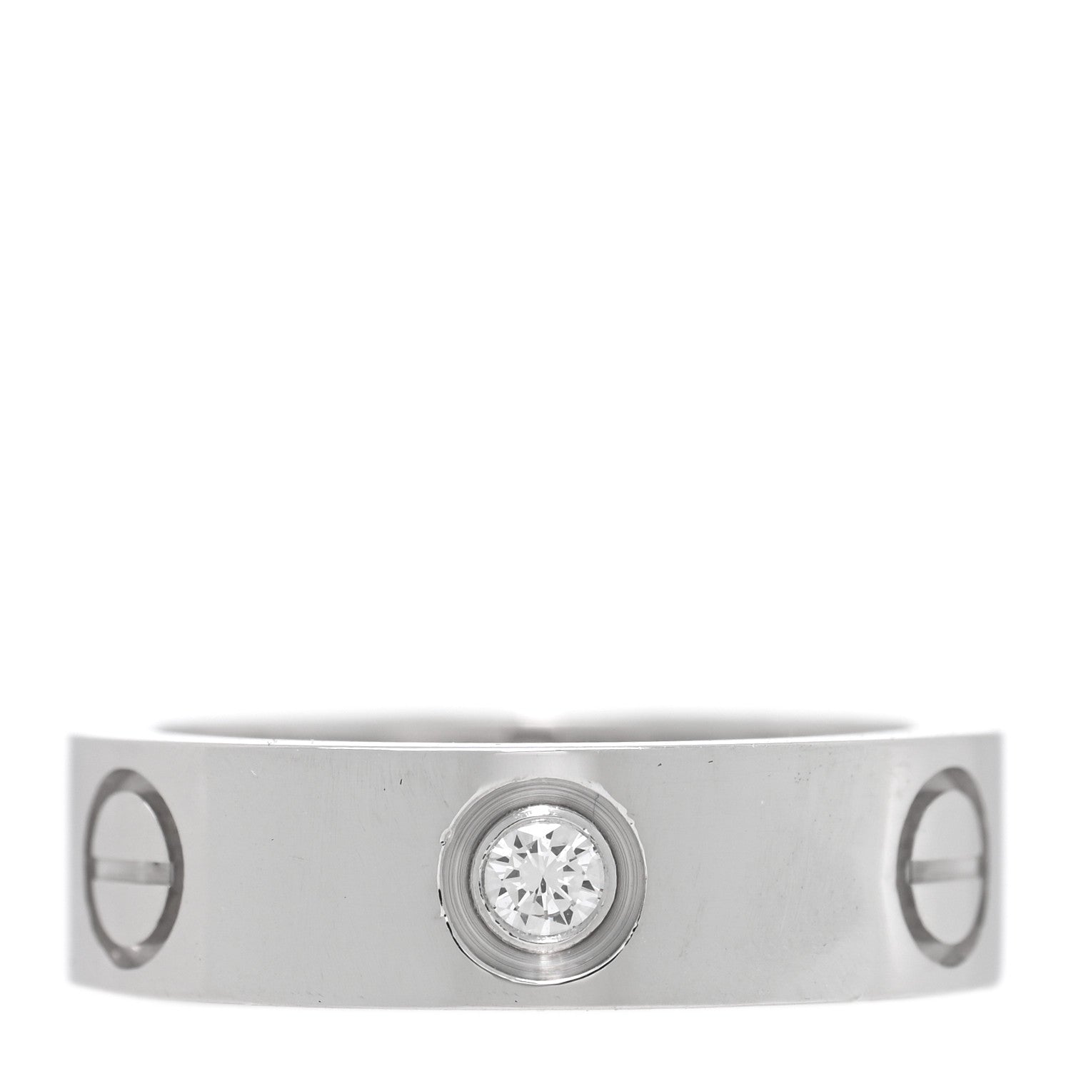 Cartier 18K White Gold 3 Diamond 5.5mm LOVE Ring 50 5.25 1 of 4