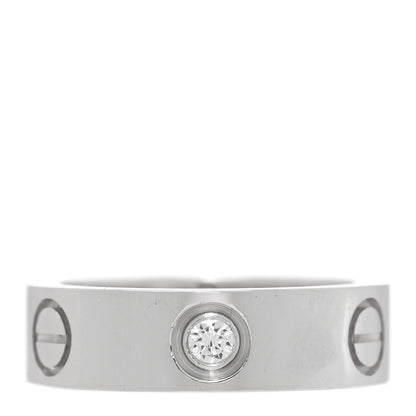 Cartier 18K White Gold 3 Diamond 5.5mm LOVE Ring 50 5.25 1 of 4