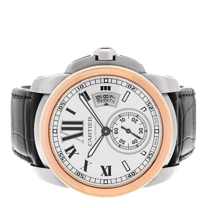 Cartier Stainless Steel 18K Pink Gold Alligator 42mm Calibre de Cartier Automatic Watch Brown 2 of 4