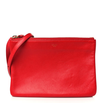 Celine Lambskin Small Trio Crossbody Bag Red 1 of 14