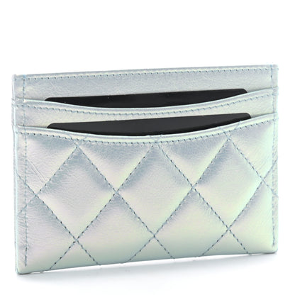 Chanel Iridescent Calfskin Quilted Card Holder Light Blue 3 of 8