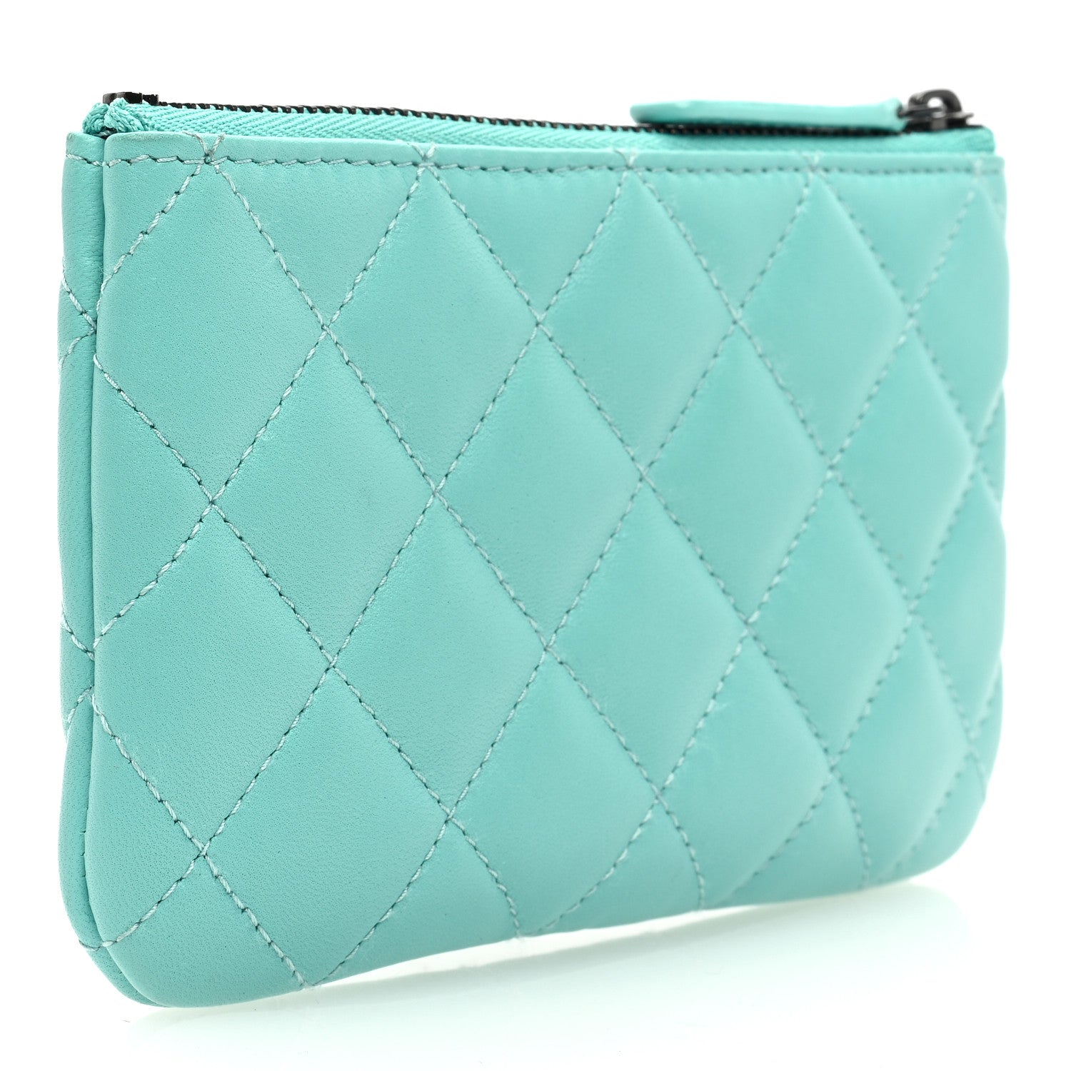 Chanel Lambskin Quilted Small Cosmetic Case Turquoise 3 of 12
