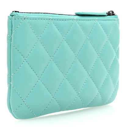 Chanel Lambskin Quilted Small Cosmetic Case Turquoise 3 of 12