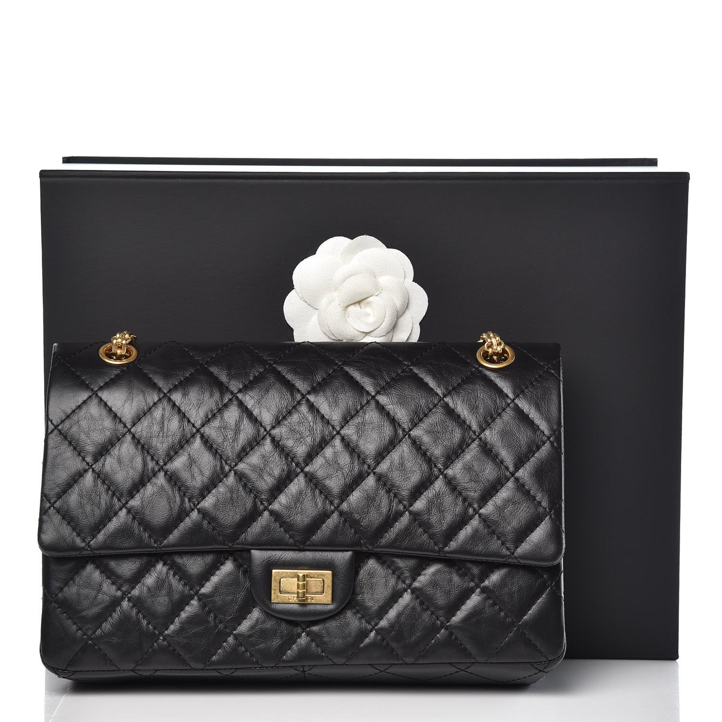 Aged Calfskin Quilted 2.55 Reissue 226 Flap Black
