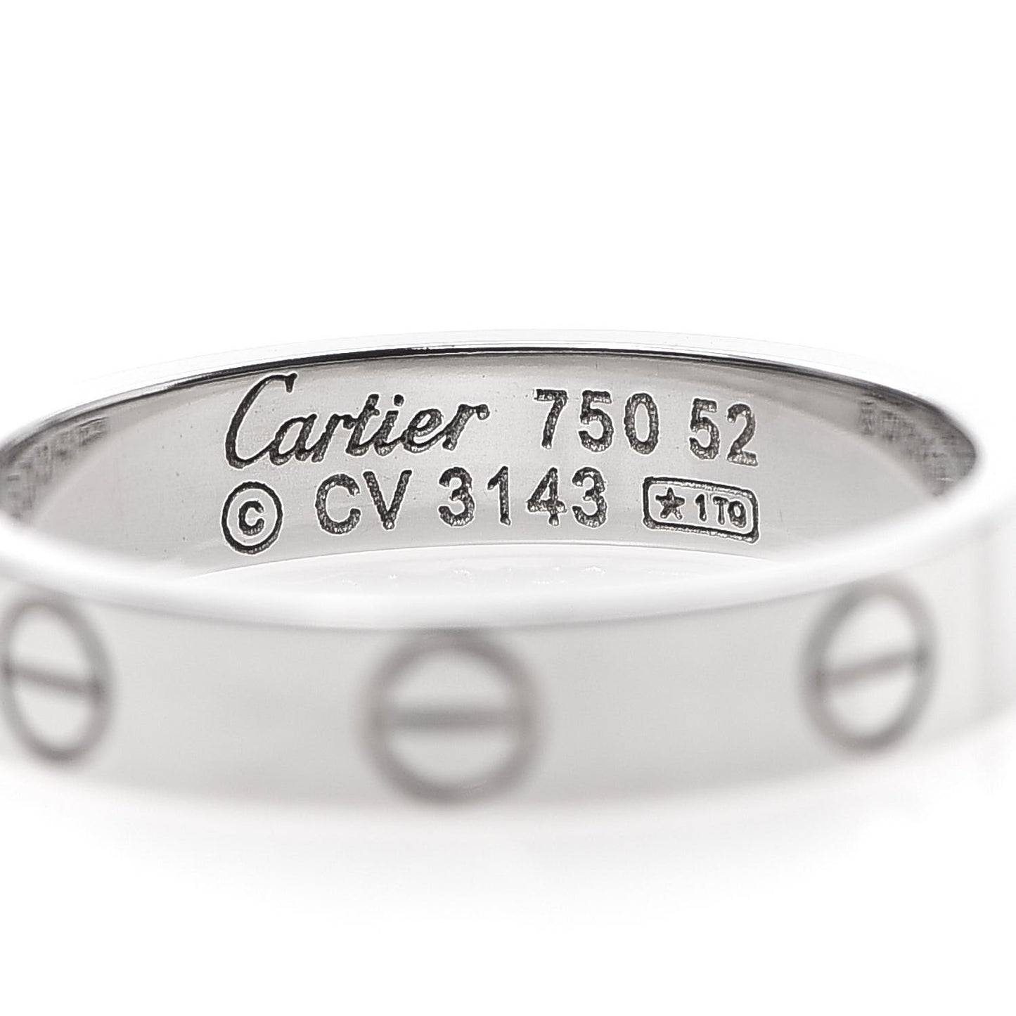 18K White Gold 3.5mm LOVE Wedding Band Ring 52 6