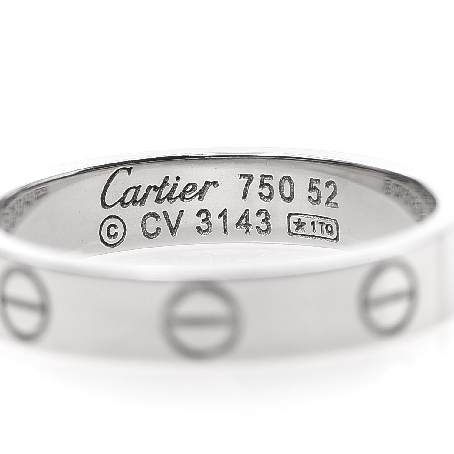 Cartier 18K White Gold 3.5mm LOVE Wedding Band Ring 52 6 4 of 4