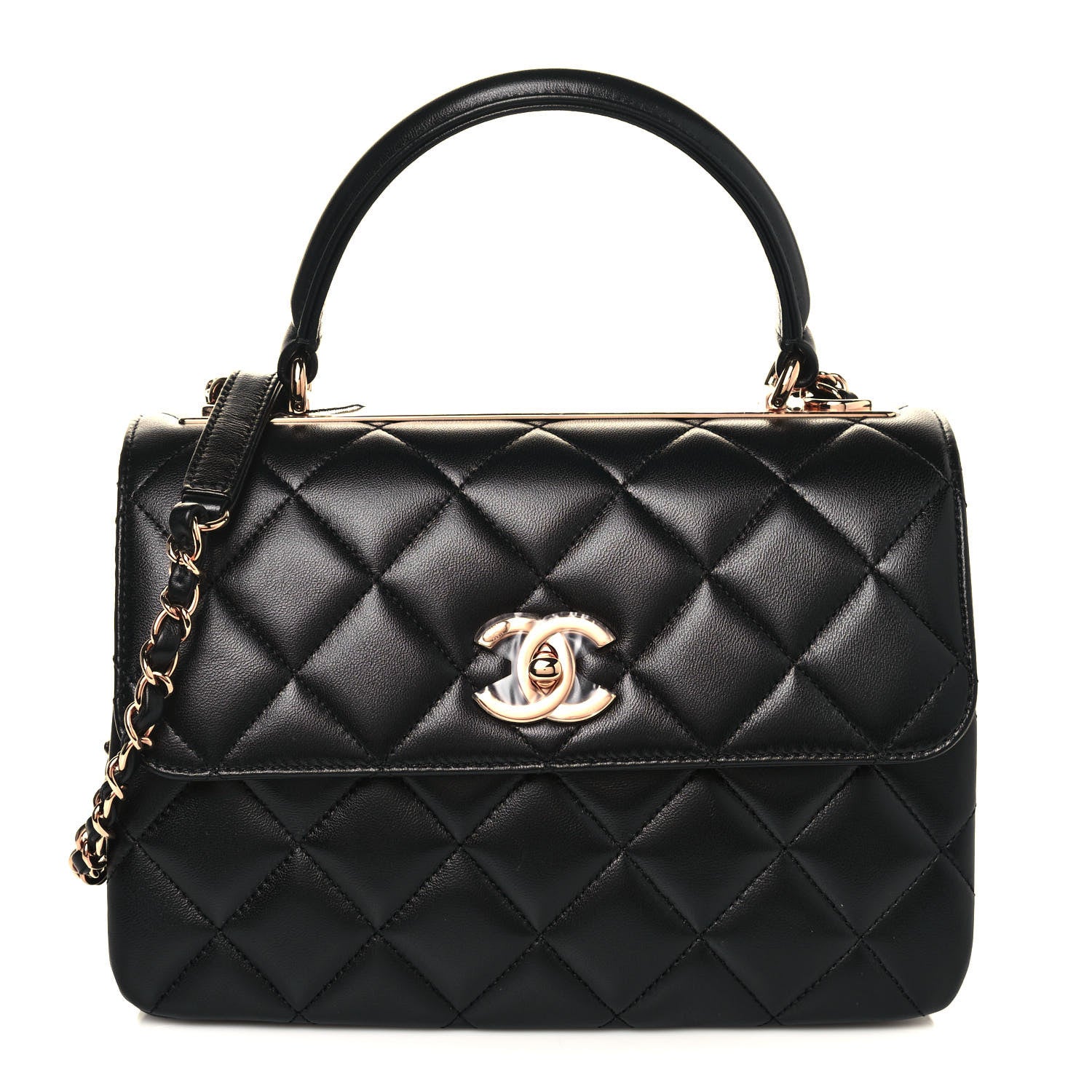 Chanel Lambskin Quilted Small Trendy CC Dual Handle Flap Bag Black 1 of 14