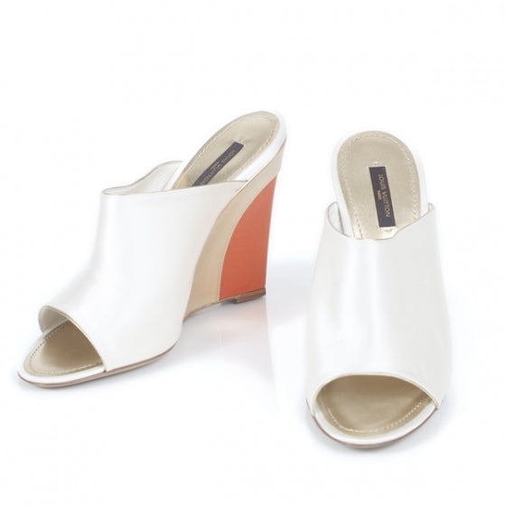 Louis Vuitton Satin Wedges 40 Ivory 1 of 9