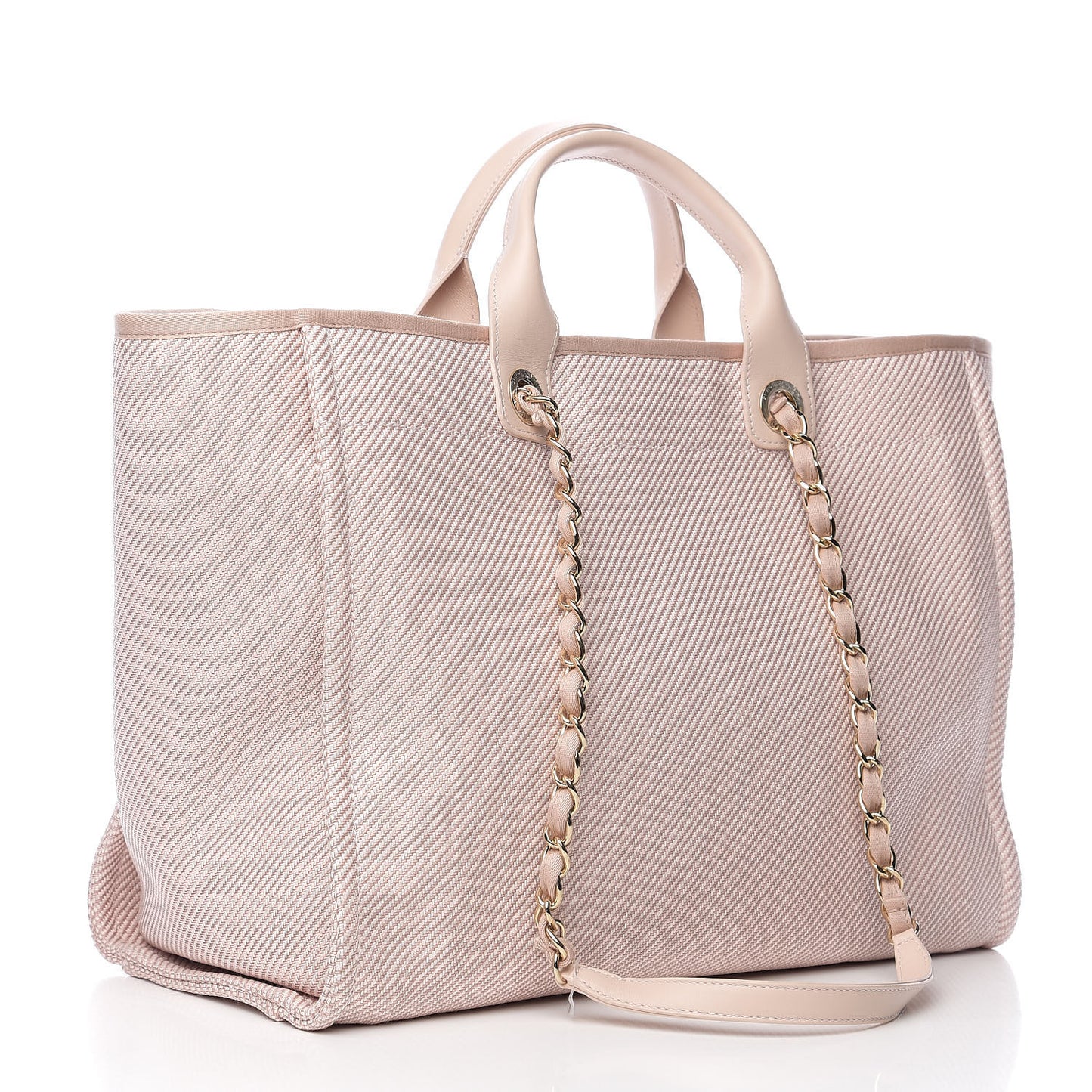 Mixed Fibers Calfskin Medium Deauville Tote Beige