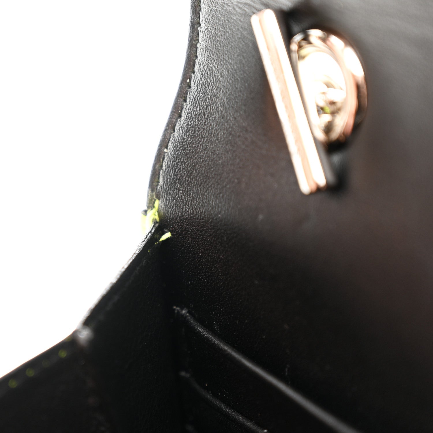 Saint Laurent Patent Calfskin Matelasse Monogram Vicky Chain Wallet Neon Yellow 18 of 18