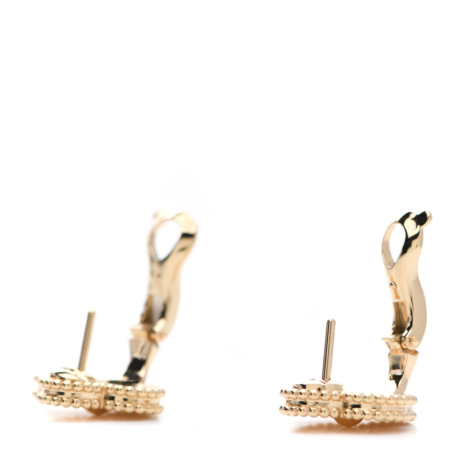 Van Cleef & Arpels 18K Yellow Gold Vintage Alhambra Earrings 3 of 5
