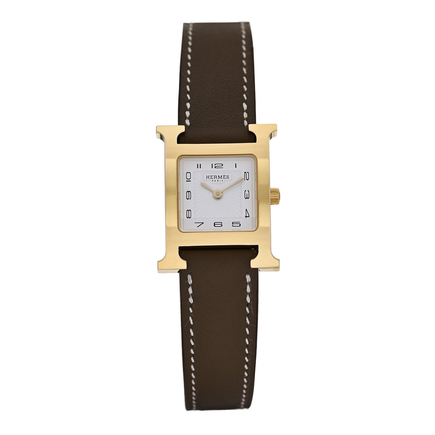 Hermes Stainless Steel Swift 21mm Heure H Hour Quartz Watch Etoupe 1 of 5