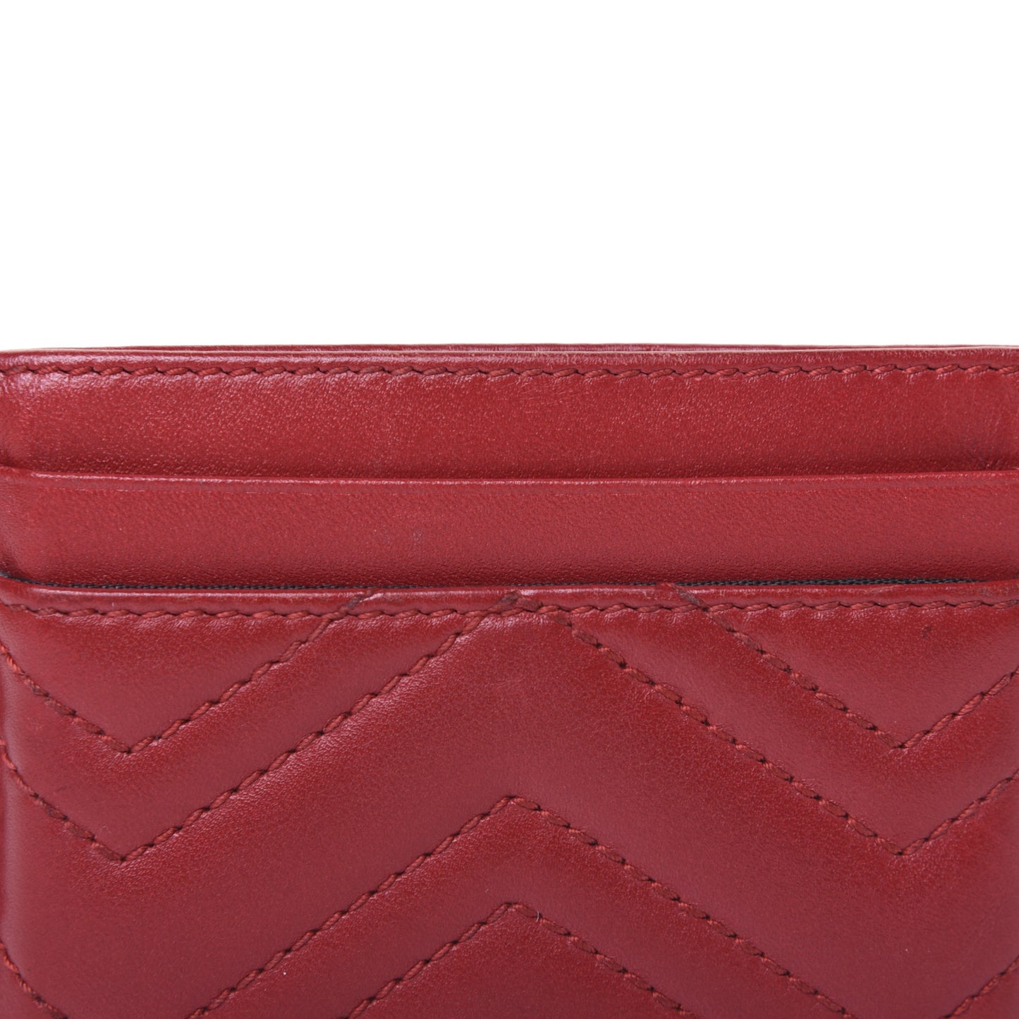 Calfskin Matelasse GG Marmont Card Holder Hibiscus Red