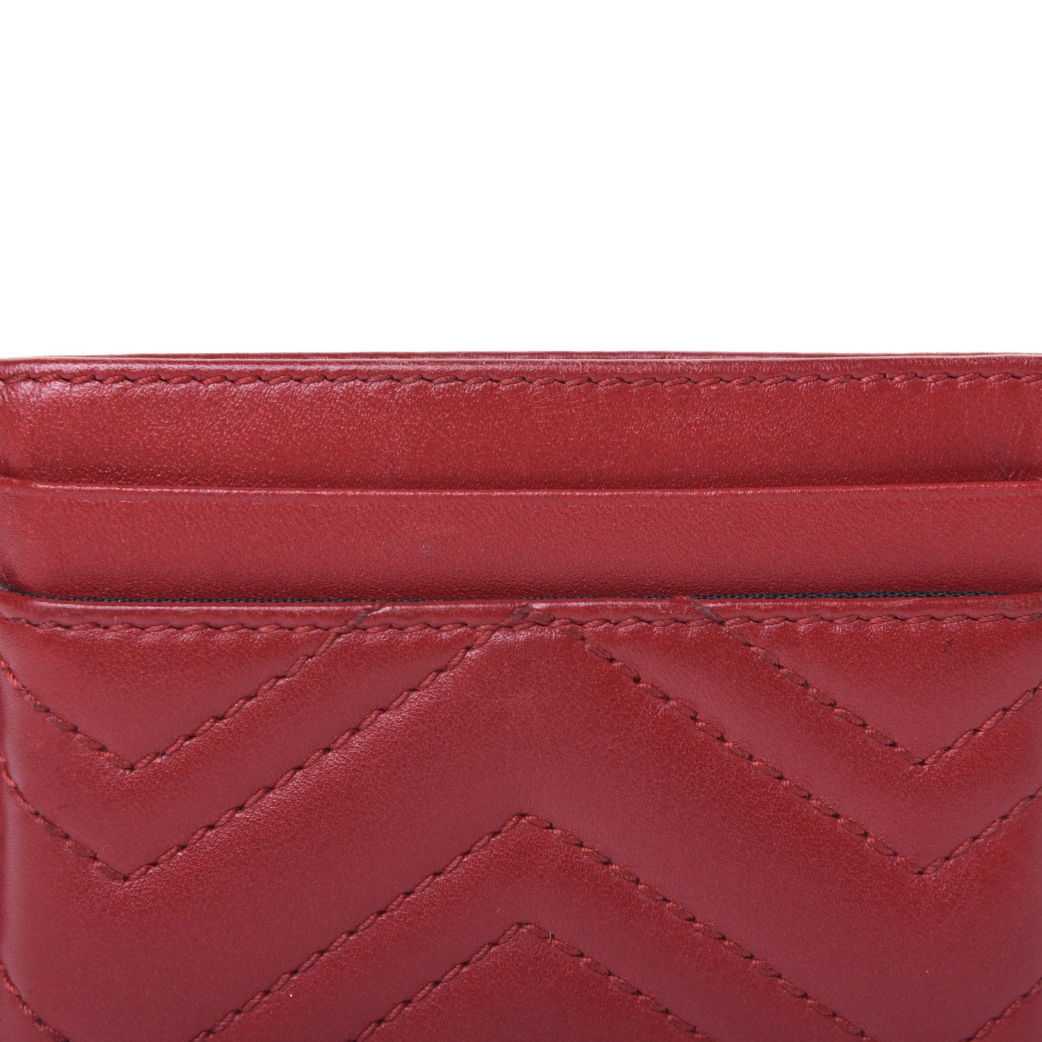 Gucci Calfskin Matelasse GG Marmont Card Holder Hibiscus Red 10 of 13