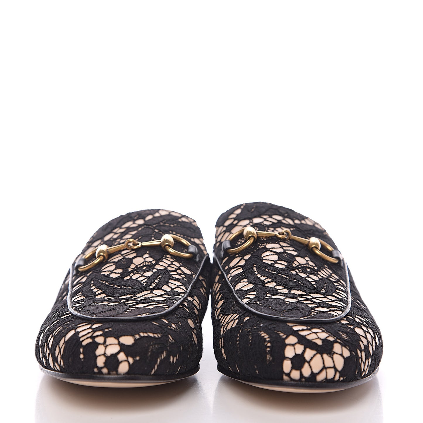 Lace Malaga Kid Womens Princetown Slippers 36.5 Black Skin Rose
