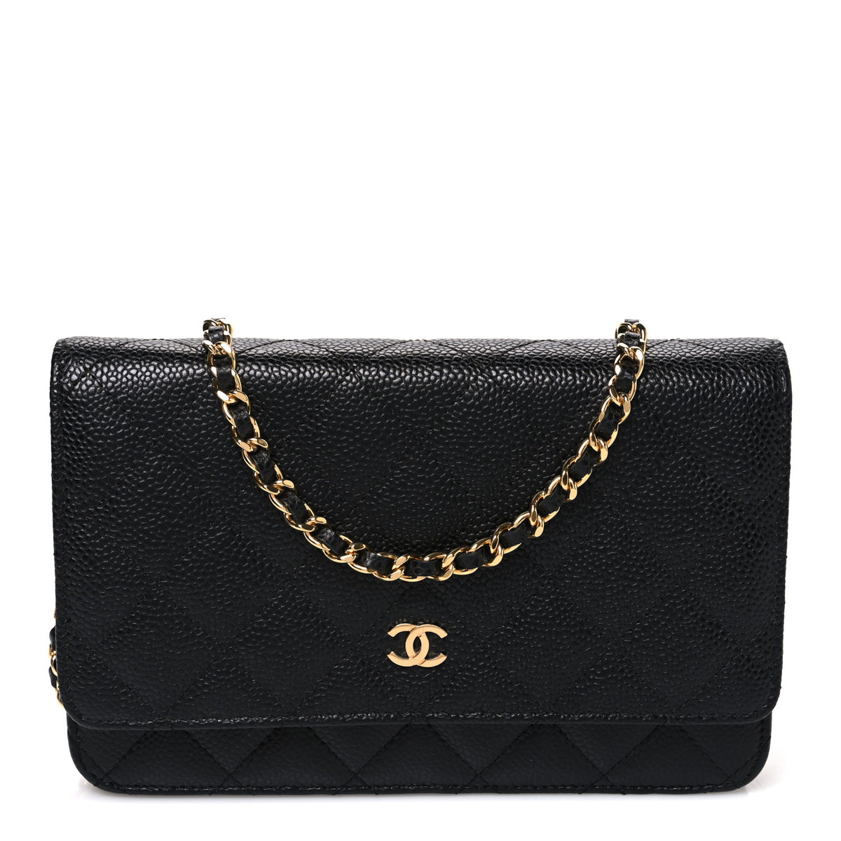 Caviar Quilted Wallet on Chain WOC Black