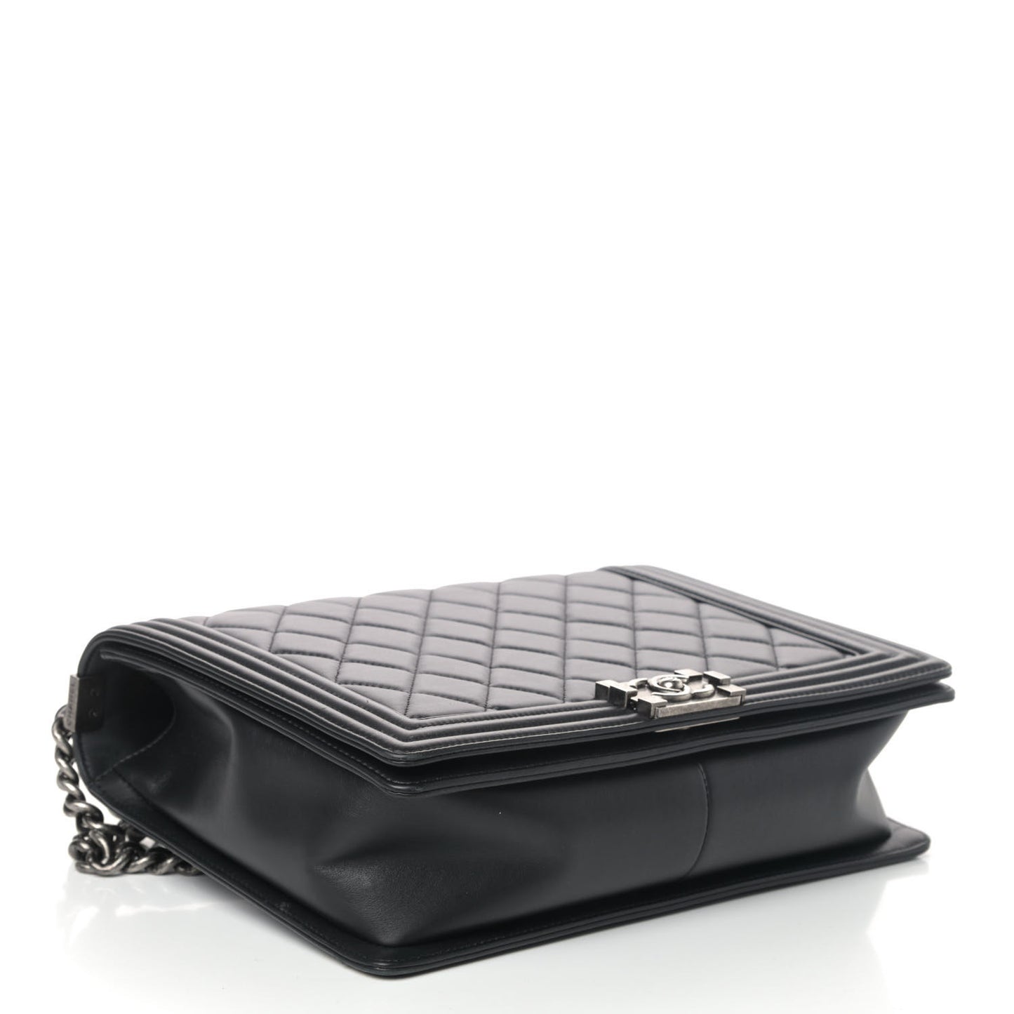 Lambskin Quilted Large Boy Flap Black