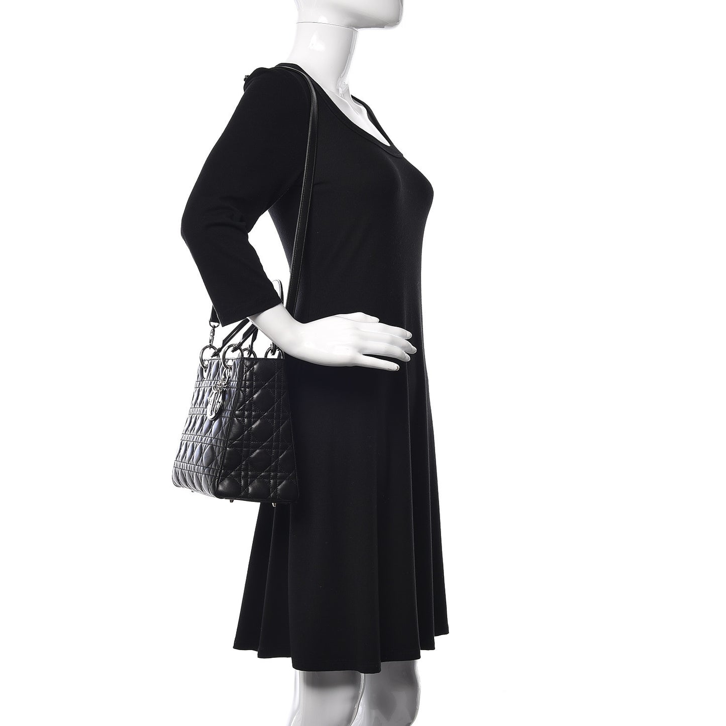 Lambskin Cannage Medium Lady Dior Black