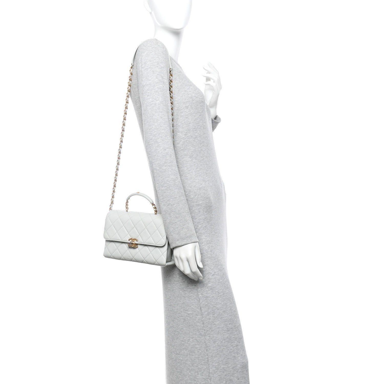 Chanel Caviar Quilted Medium Carry Me Top Handle Flap Light Blue 2 of 13