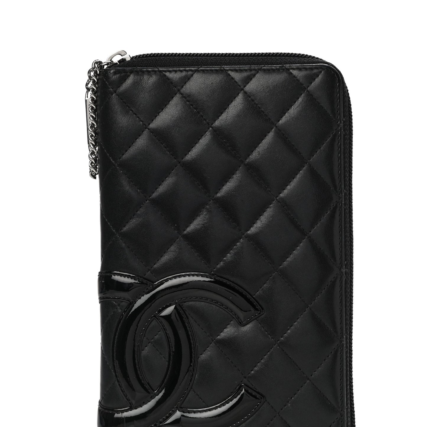 Calfskin Cambon Zip Around Organizer Wallet Black