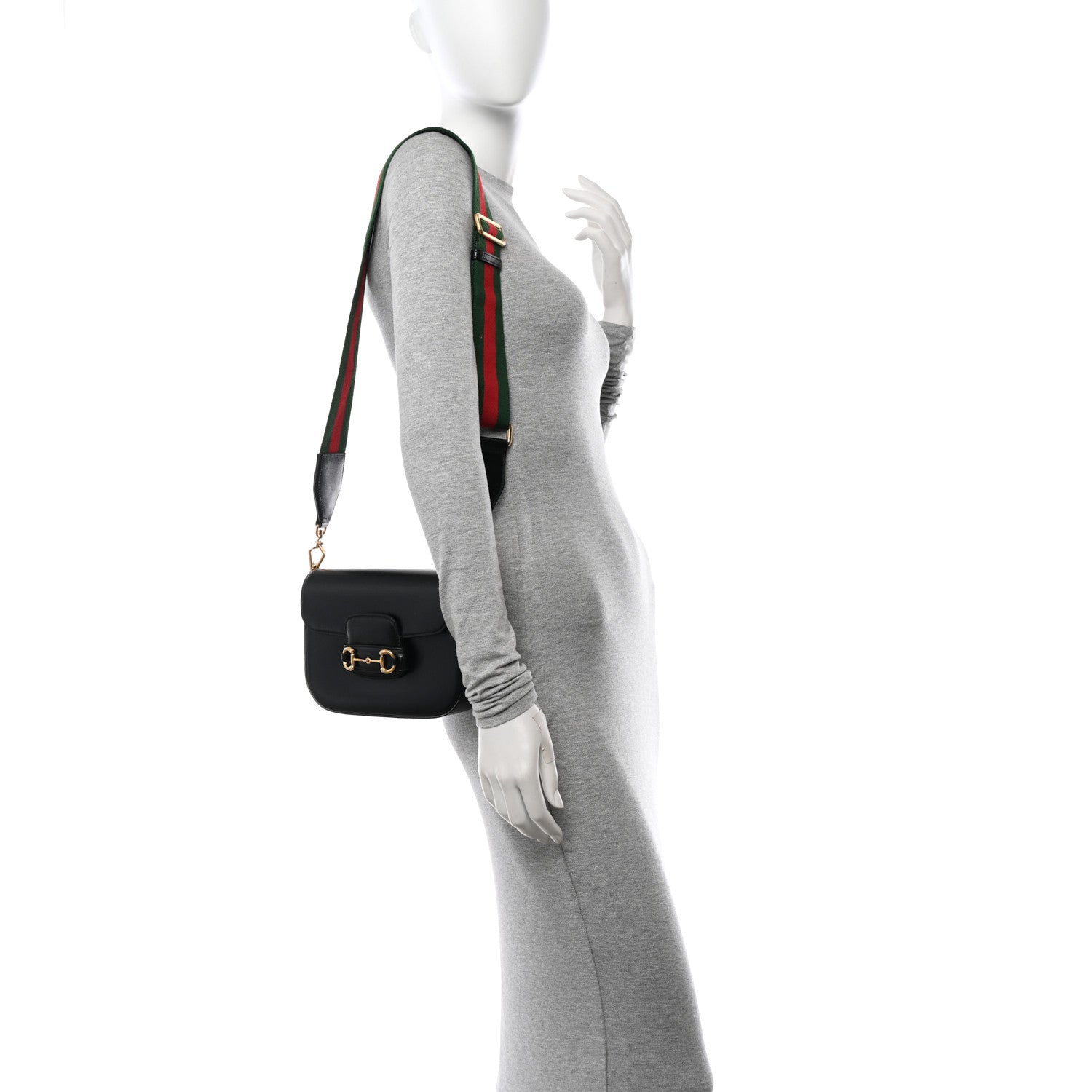Gucci Azalea Calfskin Web Mini Horsebit 1955 Shoulder Bag Black 2 of 13