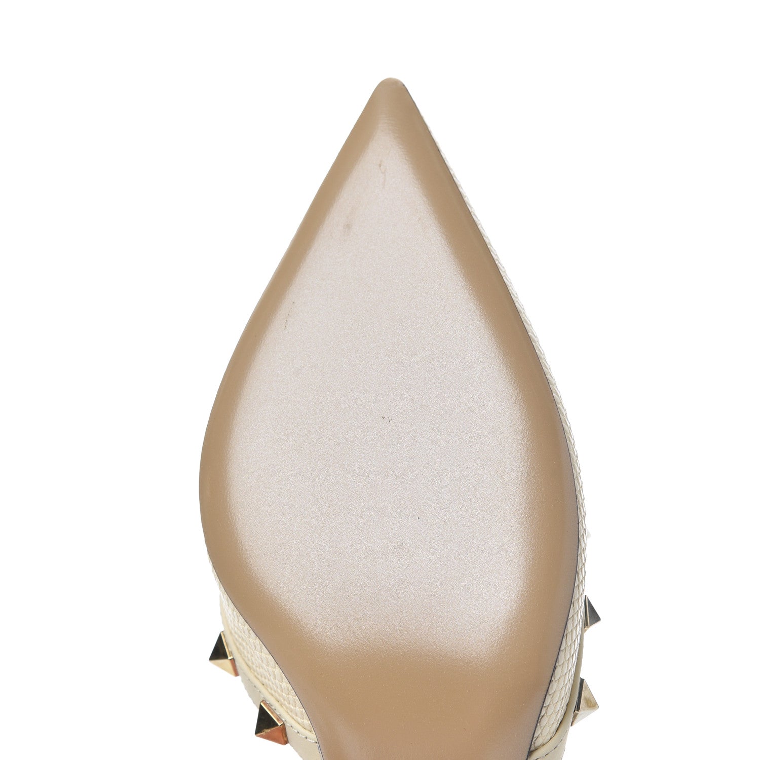 Valentino Garavani Lizard Rockstud Ankle Strap Low Heel Pumps 37 Ivory 10 of 11