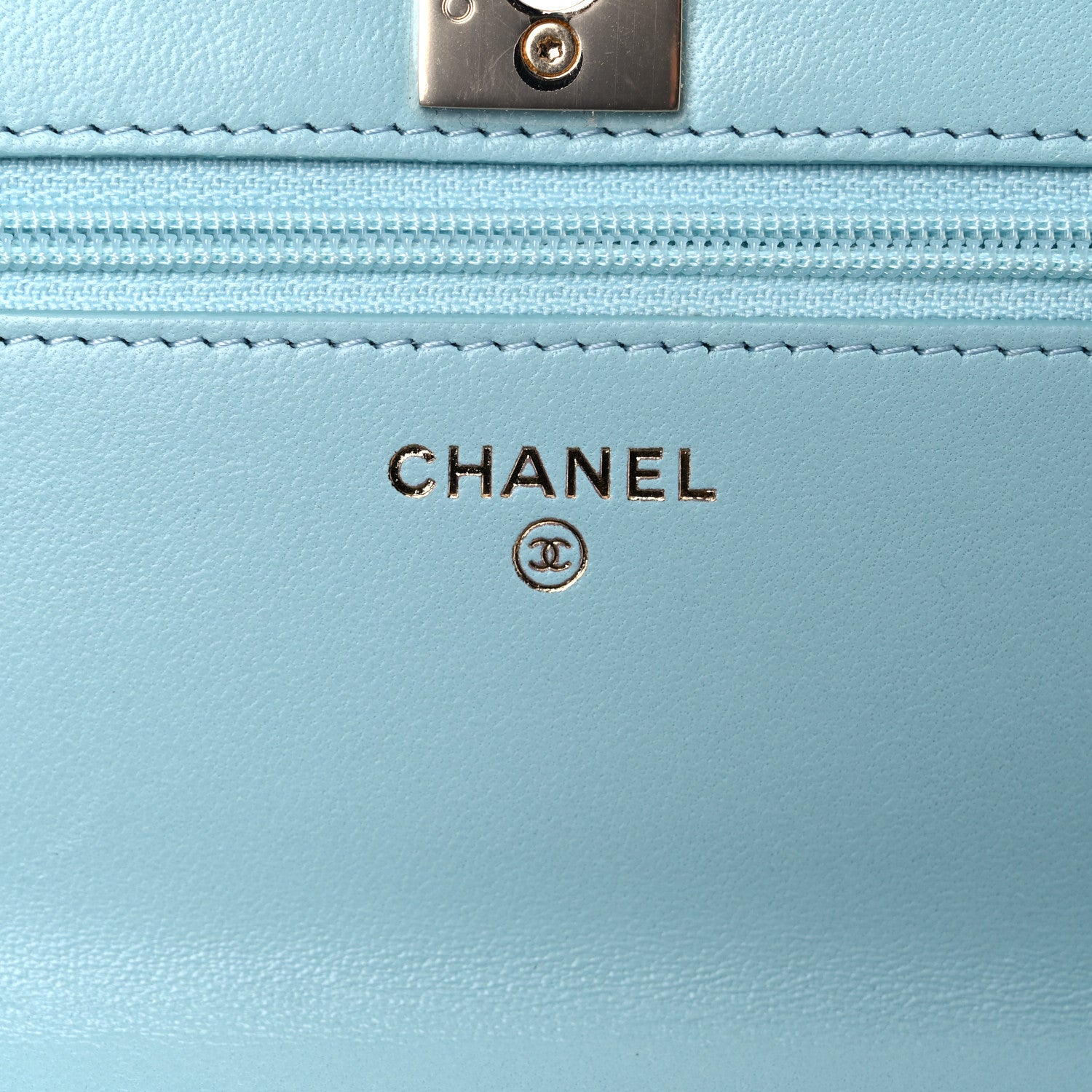 Chanel Lambskin Quilted Trendy CC Wallet On Chain WOC Light Blue 5 of 17