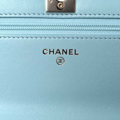 Chanel Lambskin Quilted Trendy CC Wallet On Chain WOC Light Blue 5 of 17