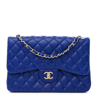 Chanel Lambskin Quilted Jumbo Double Flap Dark Blue 1 of 11