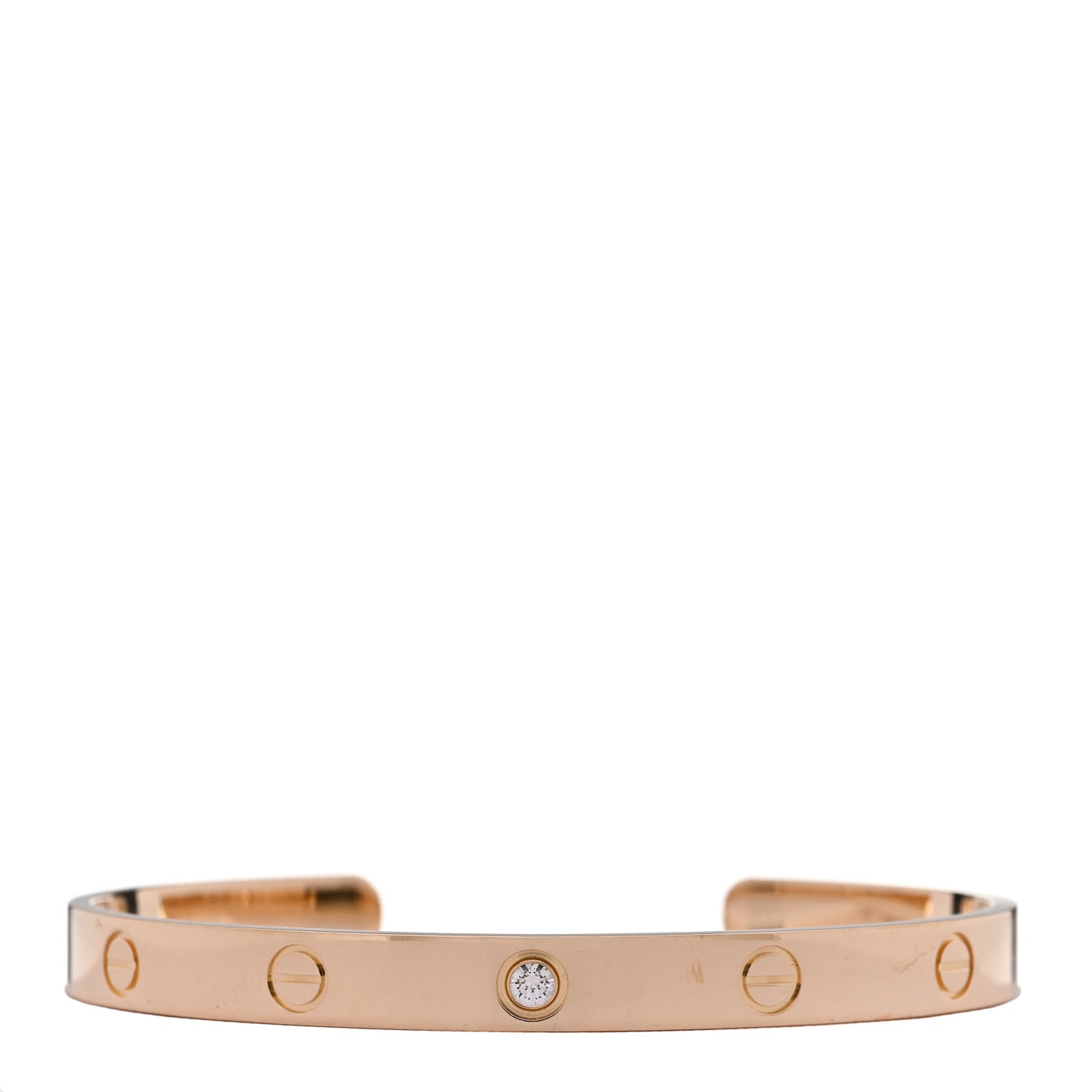 18K Yellow Gold 1 Diamond LOVE Cuff Bracelet 19