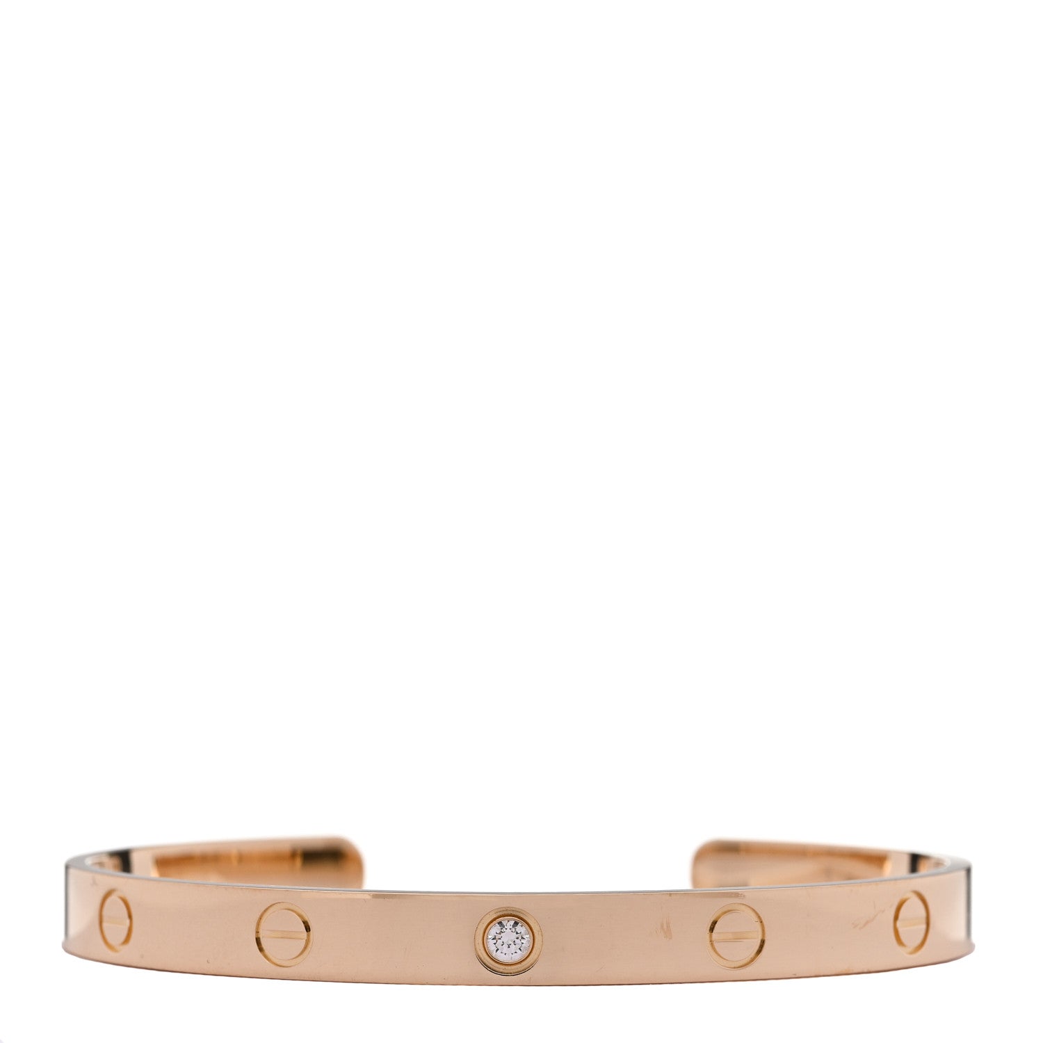 Cartier 18K Yellow Gold 1 Diamond LOVE Cuff Bracelet 19 1 of 3