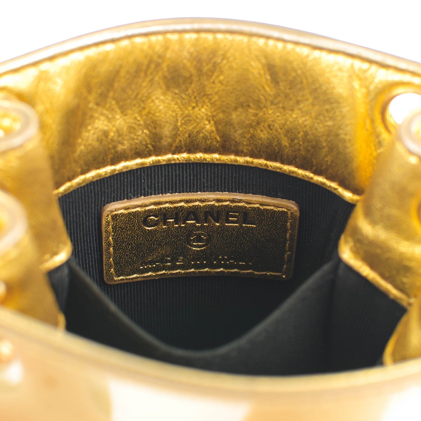Patent Crossbody CC Phone Holder Gold