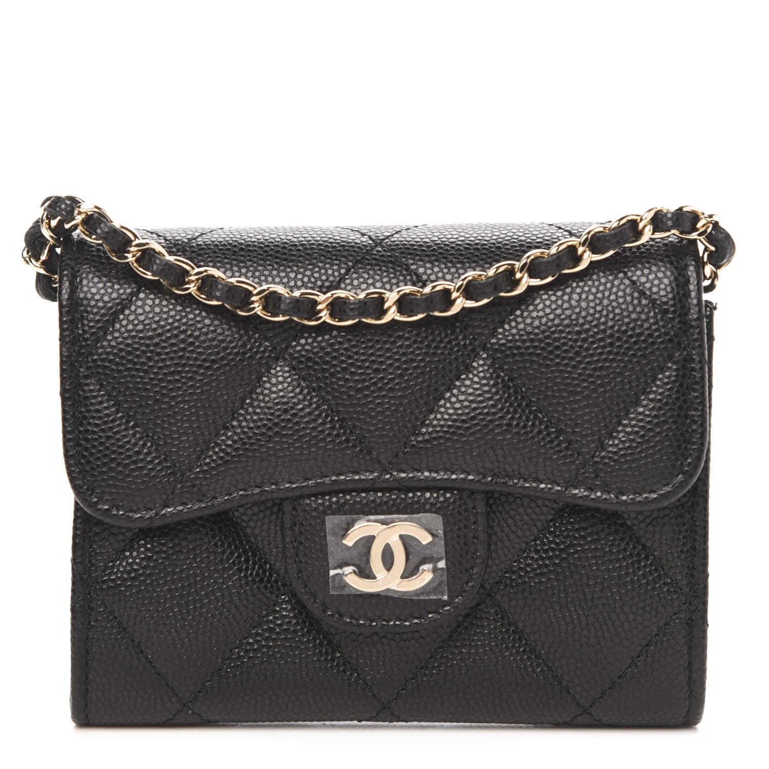 Chanel Caviar Quilted Flap Card Holder On Chain Black 1 of 11
