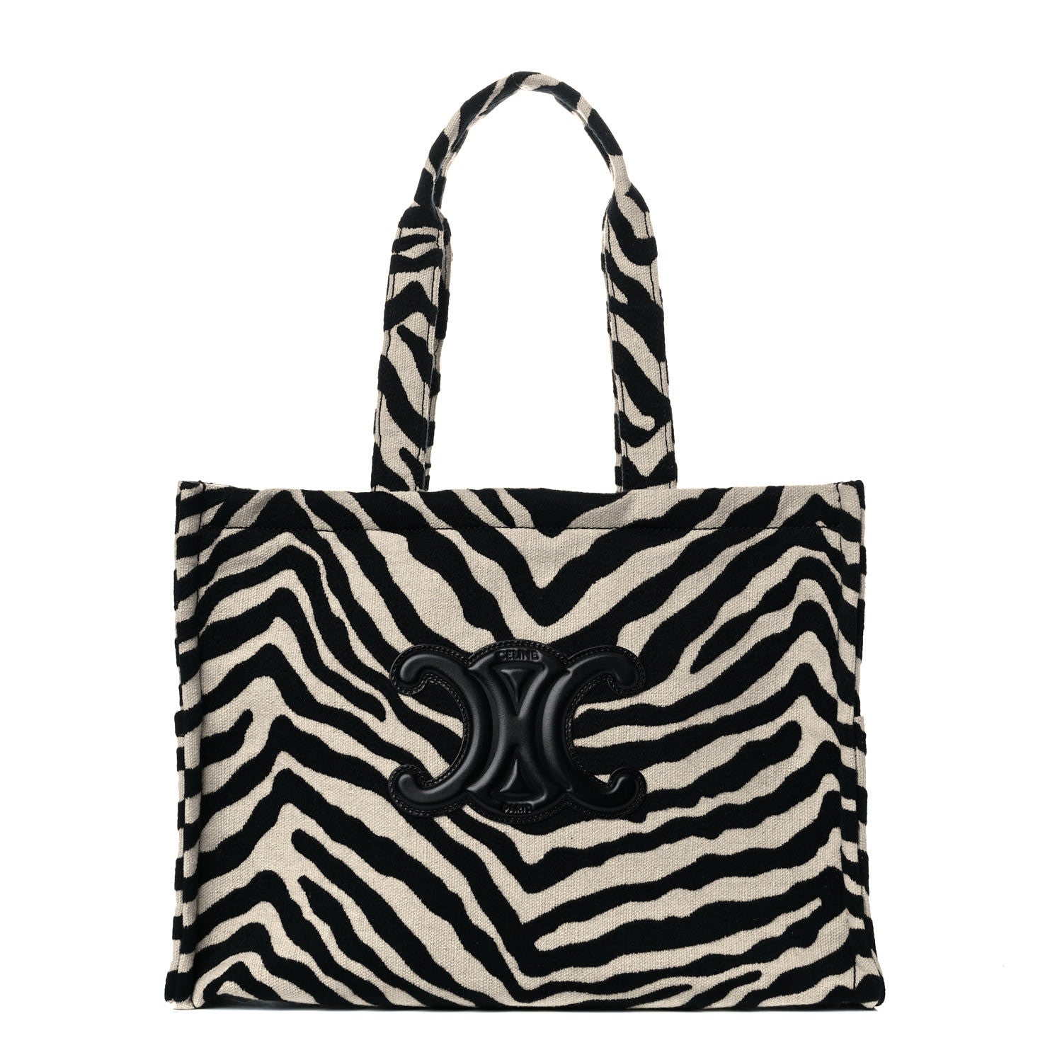 Celine Canvas Calfskin Triomphe Large Cabas Thais Natural Black 1 of 8