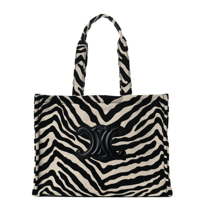 Celine Canvas Calfskin Triomphe Large Cabas Thais Natural Black 1 of 8