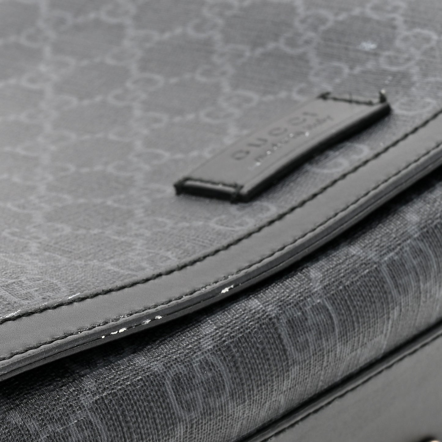 GG Supreme Monogram Web Messenger Diaper Bag Black Grey