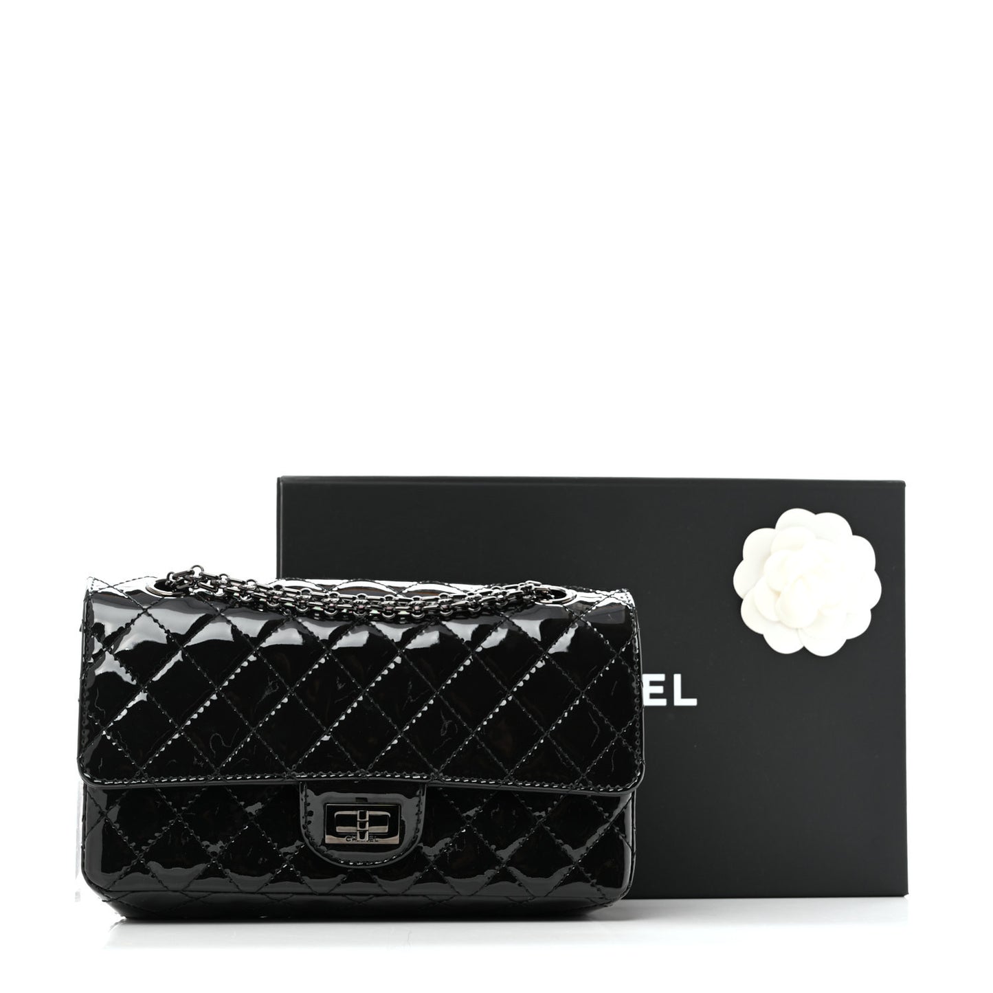 Patent Calfskin Quilted 2.55 Reissue 225 Flap So Black
