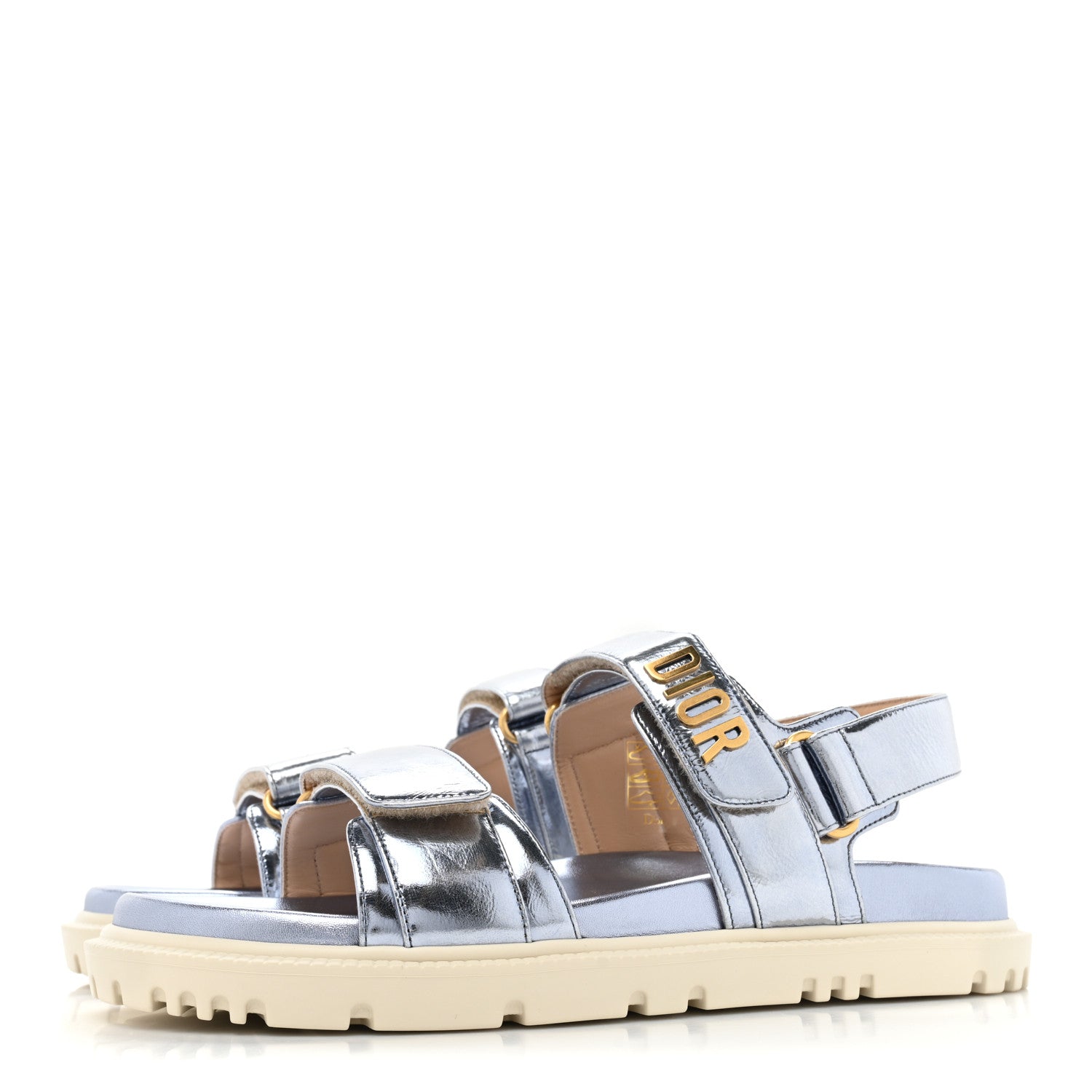 Christian Dior Laminated Crinkled Calfskin Dioract Sandals 39 Indigo Metal 3 of 8