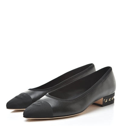 Chanel Lambskin Grosgrain Cap Toe Chain Pumps 40 Black 3 of 8