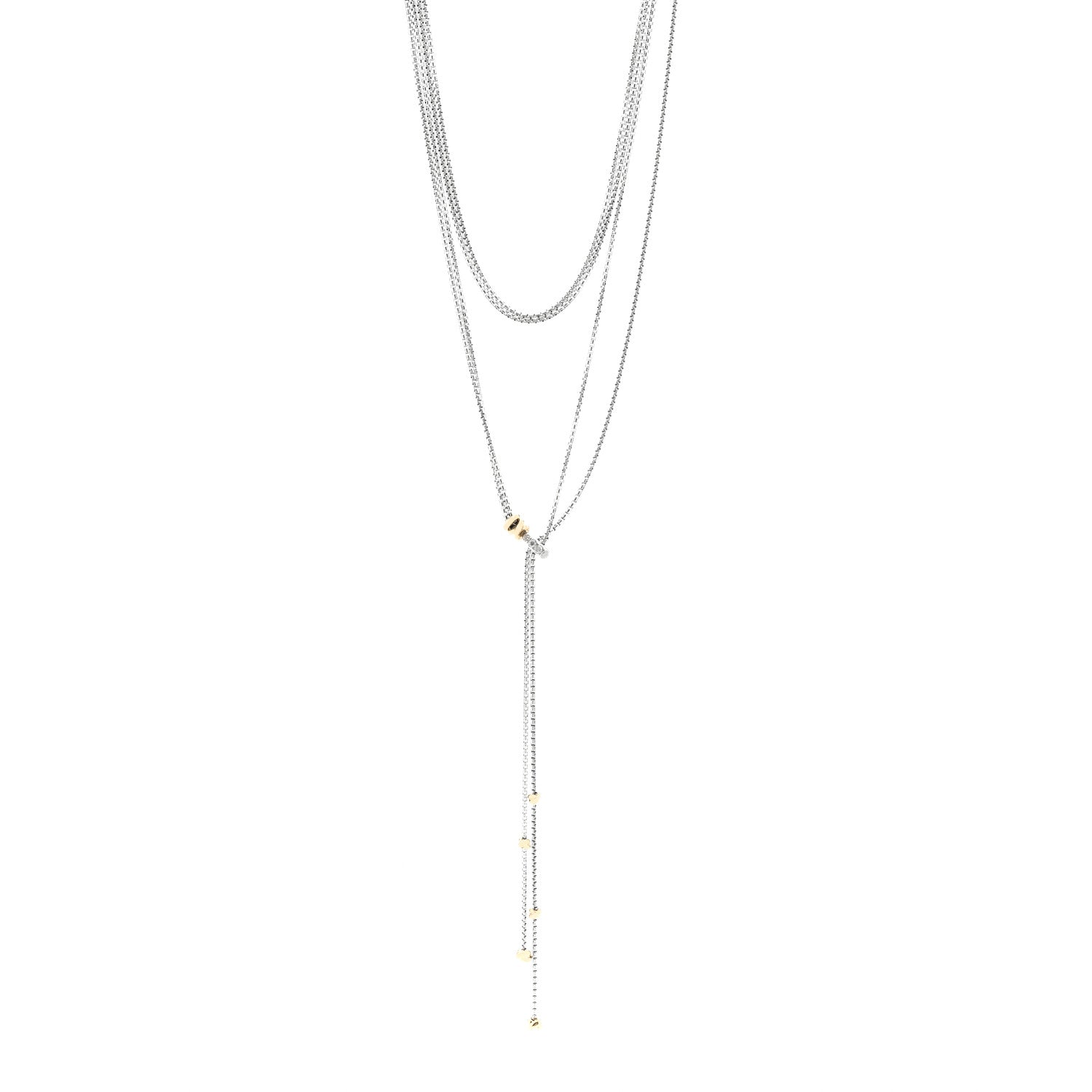 David Yurman Sterling Silver 18K Yellow Gold Diamond Petite Helena Y Necklace 1 of 5