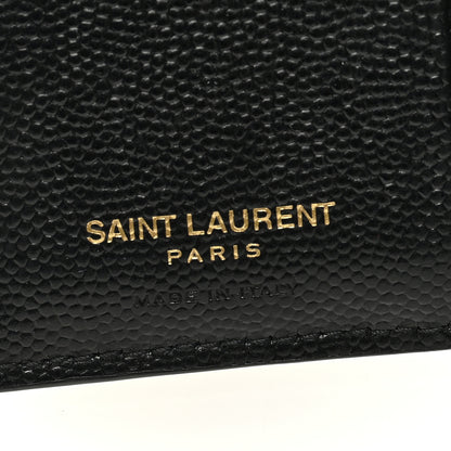 Saint Laurent Grain De Poudre Matelasse Chevron Monogram Zipped Card Case Black 6 of 6