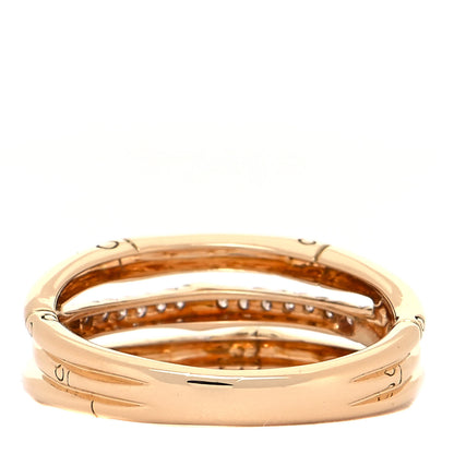John Hardy 18K Yellow Gold Diamond 3 Row Bamboo Band Ring 54 7 3 of 5