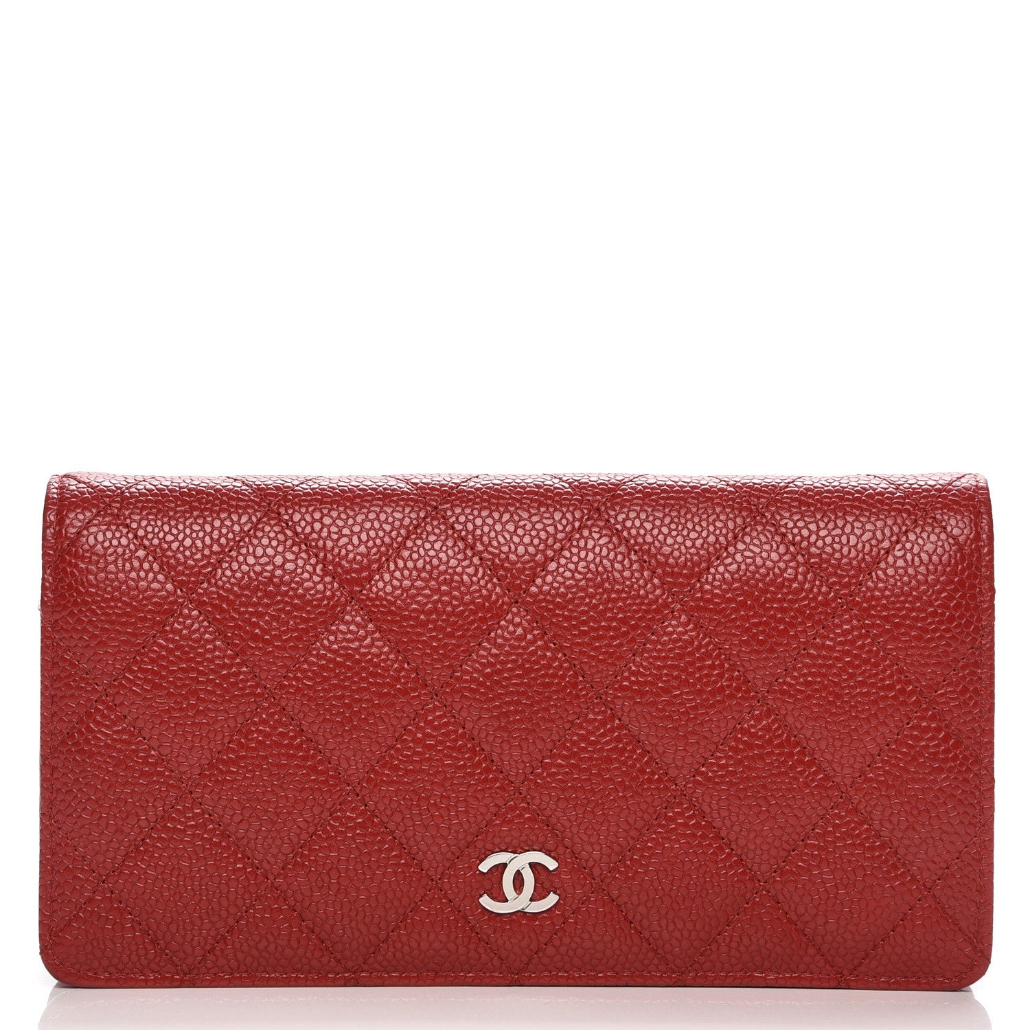 Chanel Caviar Quilted Yen Wallet Red 1 of 9