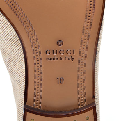 Gucci Canvas Web Mens Brixton Horsebit Loafers 10 Sand Light Cuir 6 of 9
