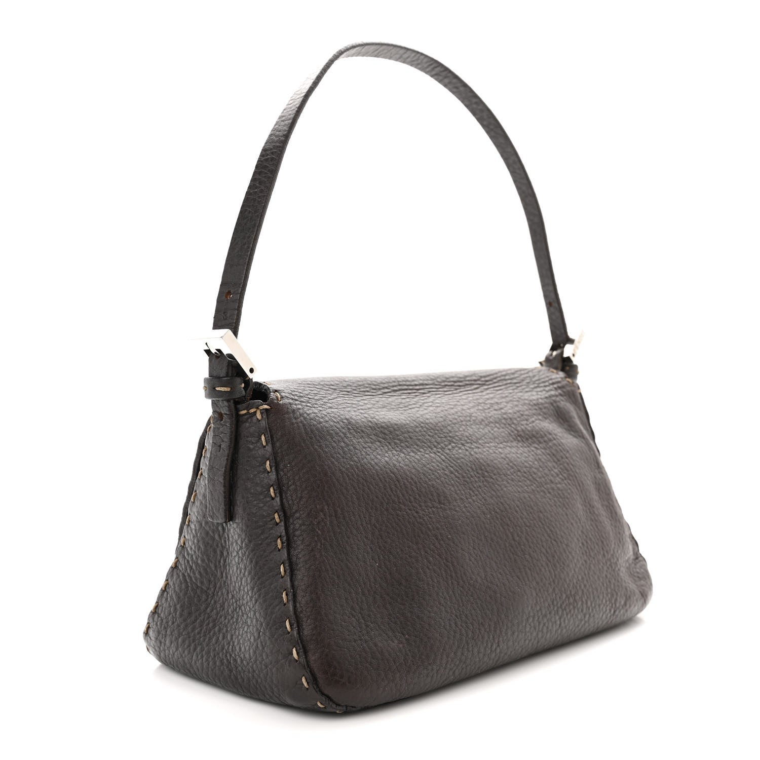 Fendi Calfskin Romano Selleria Baguette Brown 3 of 12